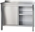Edelstahl Arbeitsschrank Profi mit Schiebetüren und Aufkantung- 1500 x 600 mm