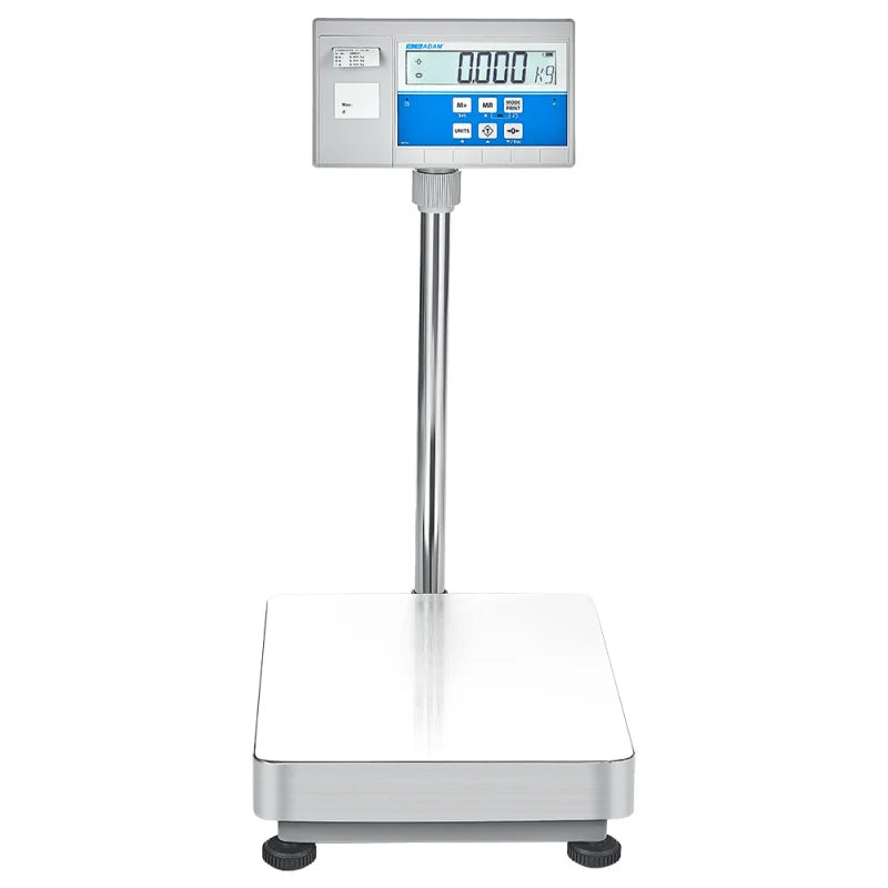 AE Adam Bodenwaage mit Hochanzeige und Einbaudrucker für Etiketten oder Barcodes 75 kg / Lesbarkeit 5 g