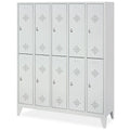 Stahl-Fächerschrank mit Füßen und Drehriegelverschluss, 10 Fächer, BxTxH 1480x500x1850 mm
