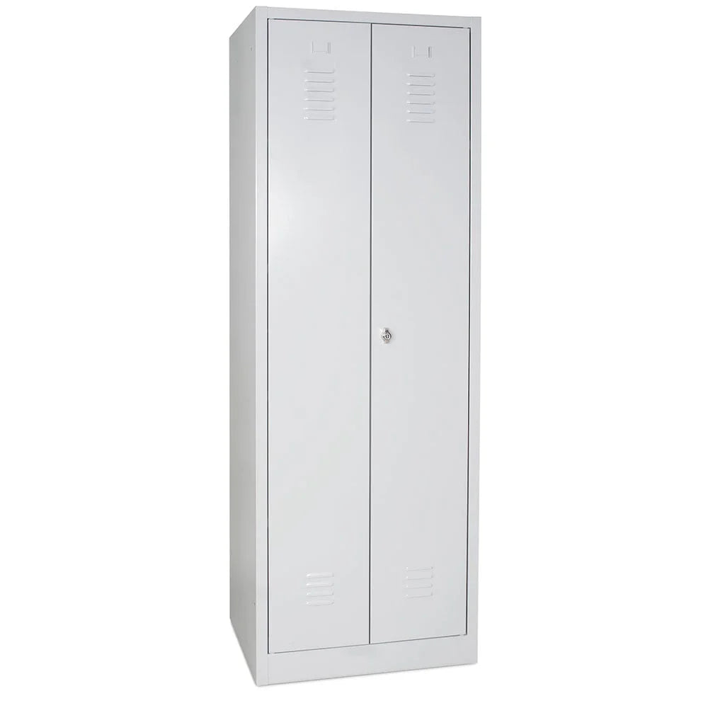 Putzmittelschrank mit Sockel, BxTxH 600x500x1800 mm, lichtgrau RAL 7035