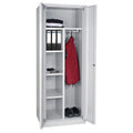 Akten- und Kleiderschrank mit Sockel, BxTxH 600x500x1800 mm, lichtgrau RAL 7035