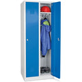 Garderobenspind Profi mit Drehriegelverschluss, 2 Abteile, BxTxH 600x500x1800 mm, Türen blau