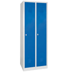 Garderobenspind Profi mit Drehriegelverschluss, 2 Abteile, BxTxH 600x500x1800 mm, Türen blau