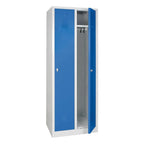 Garderobenspind Profi mit Drehriegelverschluss, 2 Abteile, BxTxH 600x500x1800 mm, Türen blau