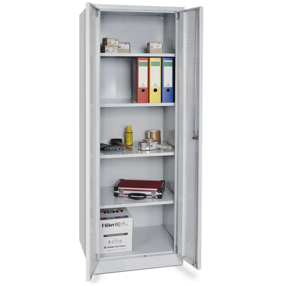 Ordner- Universalschrank mit Sockel, BxTxH 600x500x1800 mm, lichtgrau RAL 7035