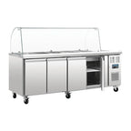 Polar Saladette 4 Türen mit Glasaufsatz
