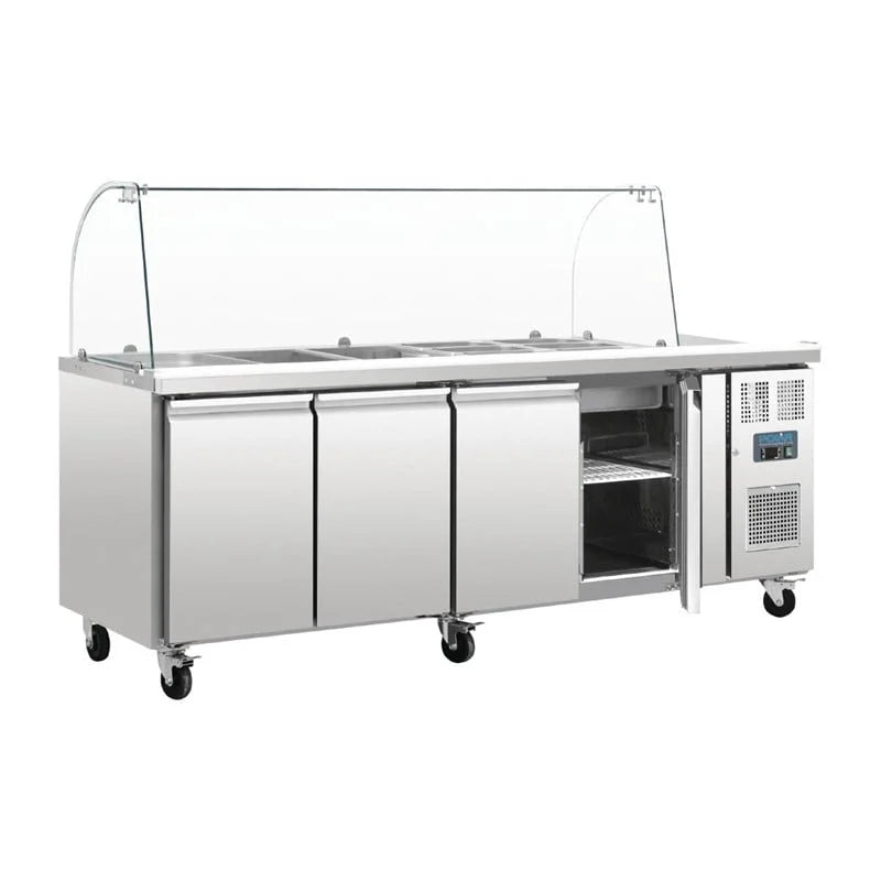 Polar Saladette 4 Türen mit Glasaufsatz