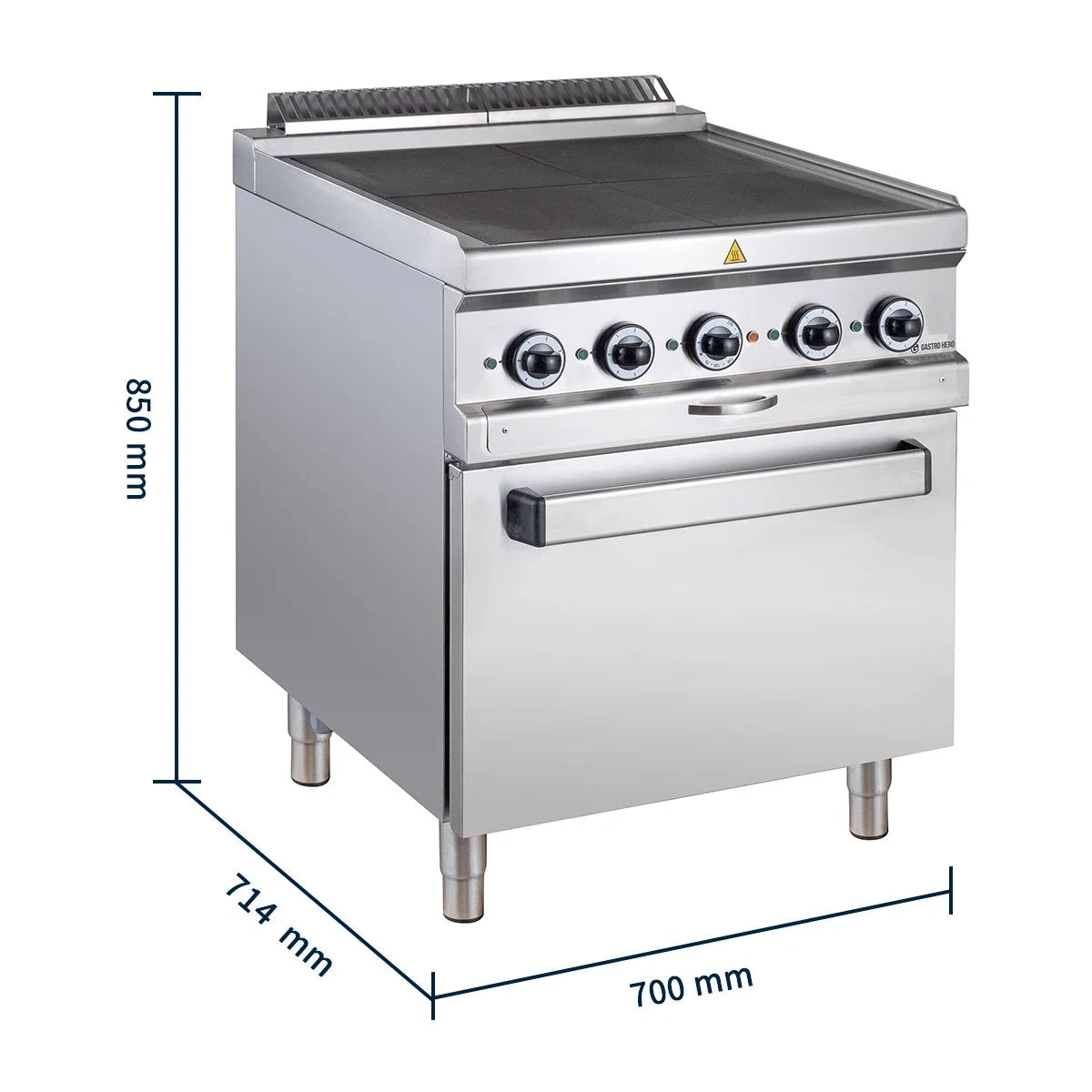 Elektroherd Serie 700 - 70/70  mit Elektrobackofen, Umluft - 4 quadratische, abgesenkte Kochfelder - 12,6 kW