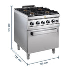 Gasherd Serie 700 - 70/70 mit Gasbackofen - 4 Kochstellen - 34 kW