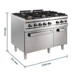 Gasherd Serie 700 - 110/70 mit Gasbackofen - 6 Kochstellen - 48 kW
