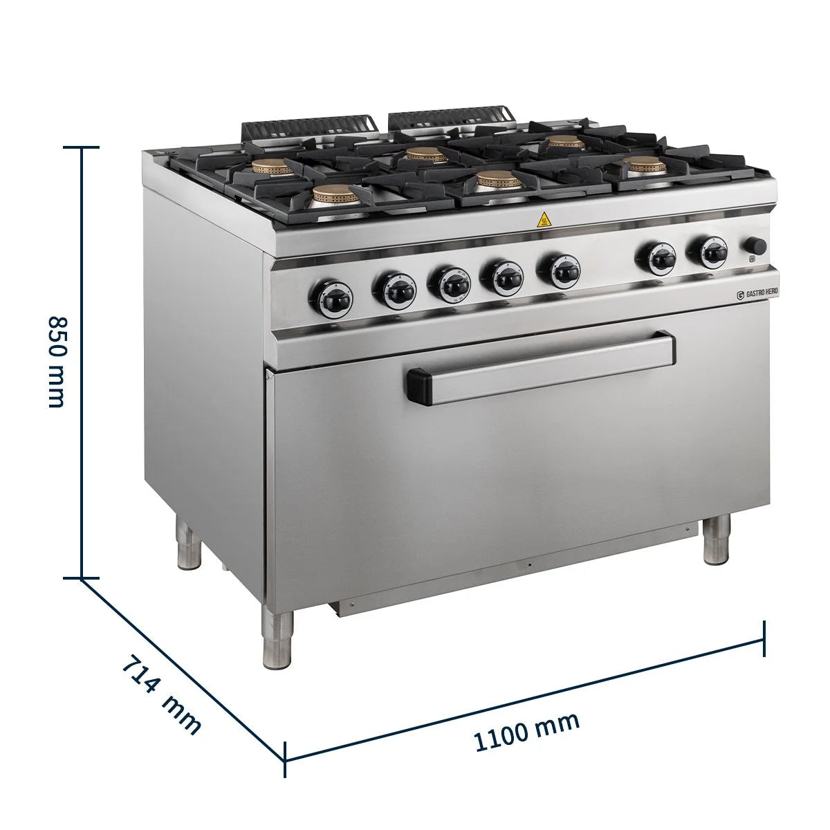 Gasherd Serie 700 - 110/70 mit Gasbackofen - 6 Kochstellen - 42 kW