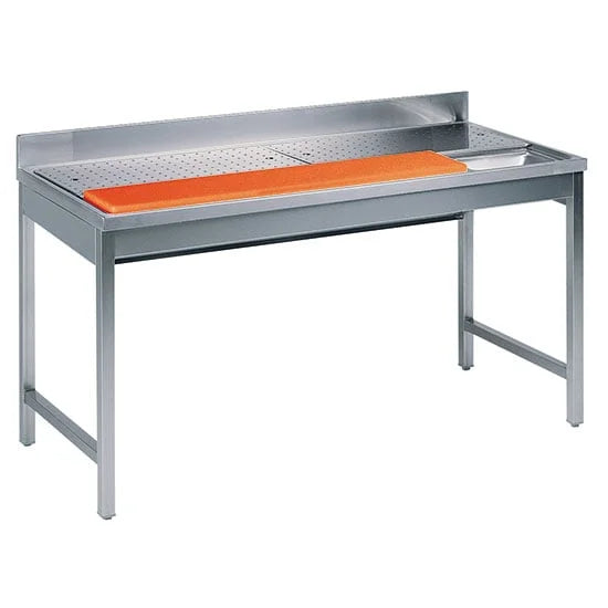 Mastro Vorbereitungstisch für Fleisch mit Schneidbrett und Abfallloch, L=1400 mm