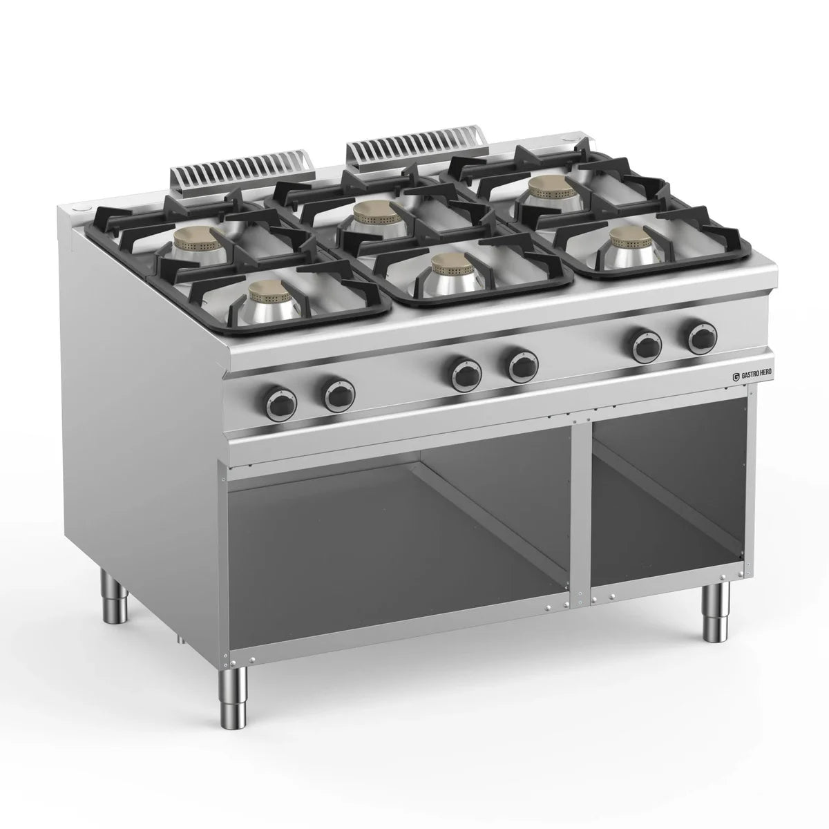 Gasherd  Serie 900 - 120/90 mit offenem Unterbau  - 6 Kochstellen - 33 kW