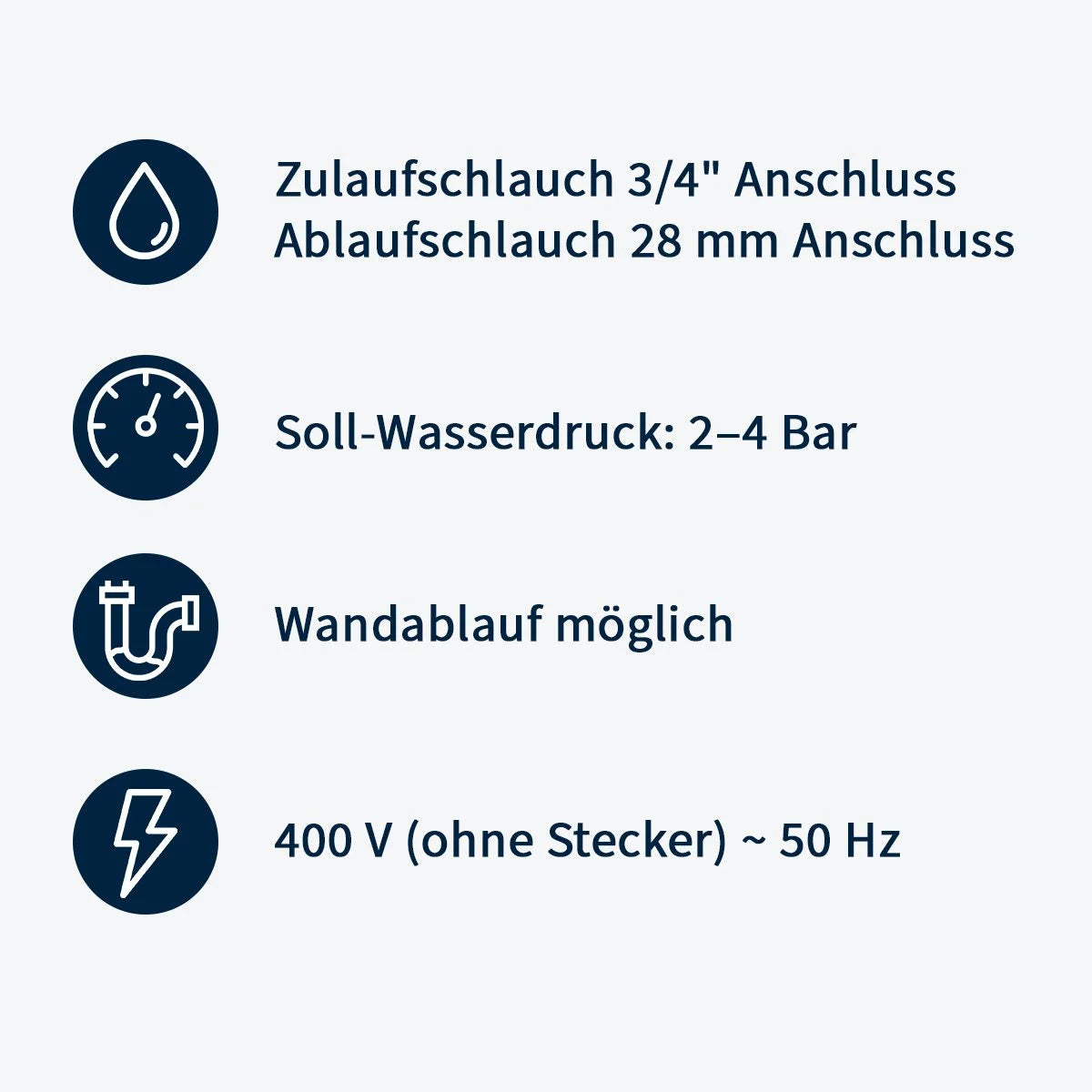 Geschirrspülmaschine ECO 50x50 cm Korbmaß, mit Reiniger- & Klarspüldosierer, mit Ablaufpumpe & Enthärter, Made in Europe, 400 Volt