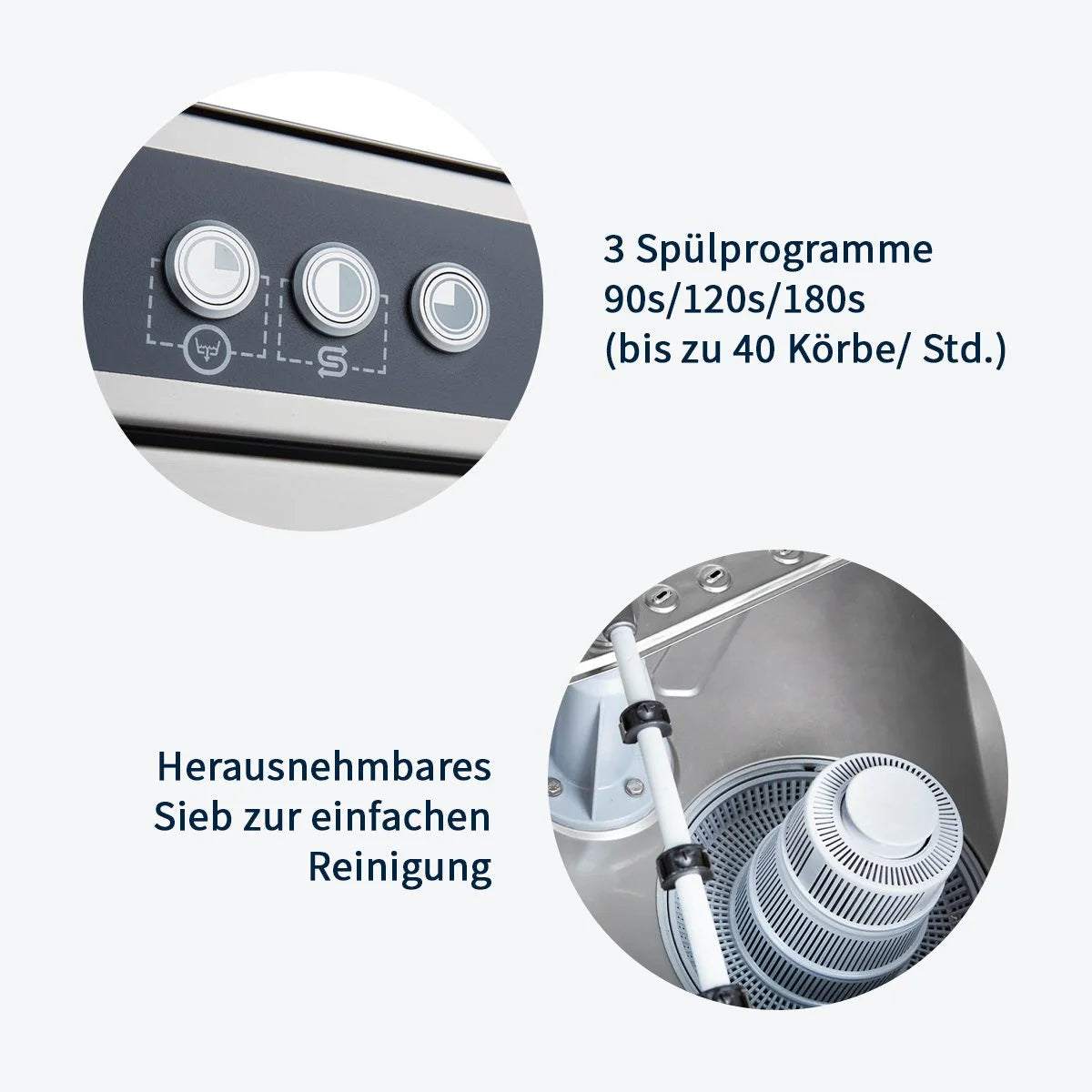 Geschirrspülmaschine ECO 50x50 cm Korbmaß, mit Reiniger- & Klarspüldosierer, mit Ablaufpumpe & Enthärter, Made in Europe, 400 Volt