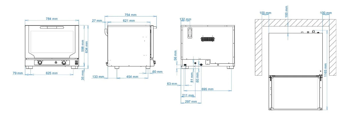 Tecnoeka Elektrischer Umluft-Konvektionsofen 4x GN 1/1 mit Befeuchtung