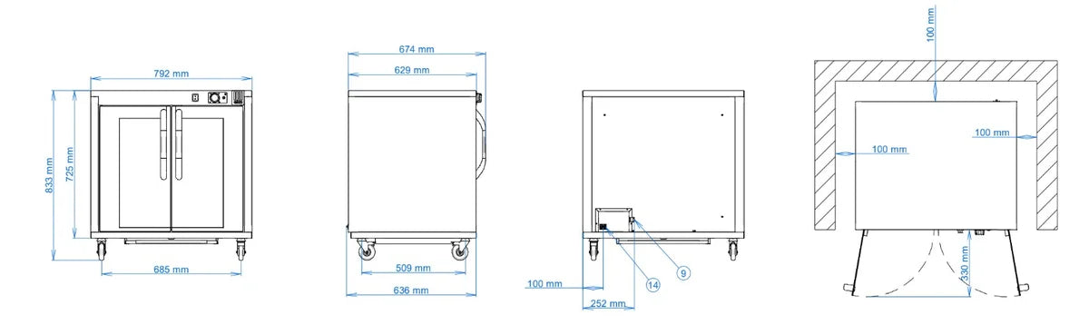 Tecnoeka Gärschrank EKL864 R mit Rollen