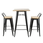 Bolero Bistro Bartisch mit Holzplatte schwarz