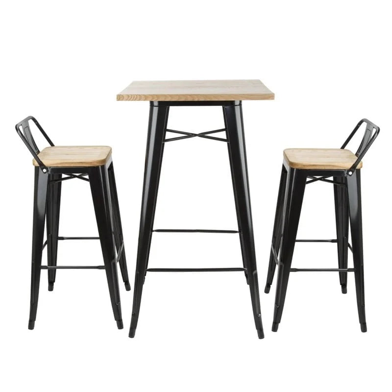 Bolero Bistro Bartisch mit Holzplatte schwarz