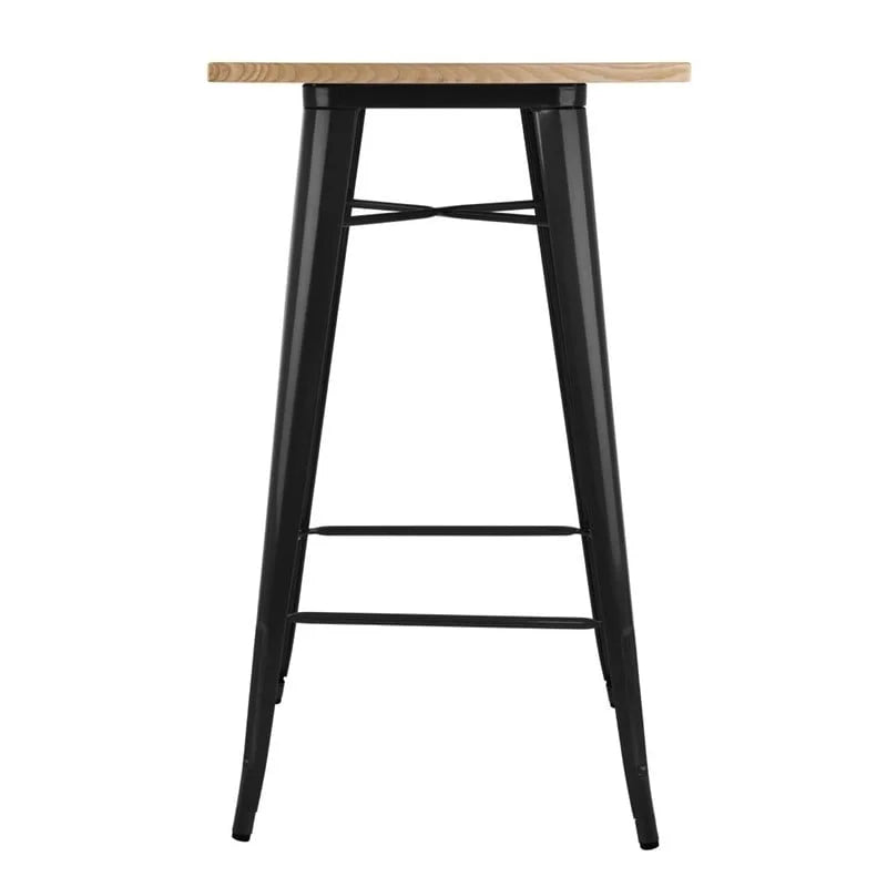 Bolero Bistro Bartisch mit Holzplatte schwarz