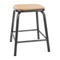 Bolero Cantina niedriger Hocker mit Holzsitz metallic grau, 4 Stück