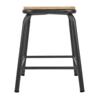 Bolero Cantina niedriger Hocker mit Holzsitz metallic grau, 4 Stück