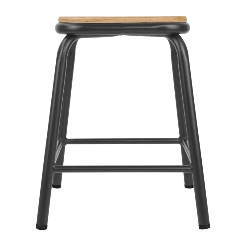 Bolero Cantina niedriger Hocker mit Holzsitz metallic grau, 4 Stück