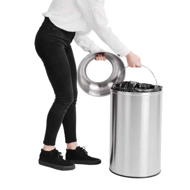 Bolero offener Edelstahl Abfallbehälter silber 40L