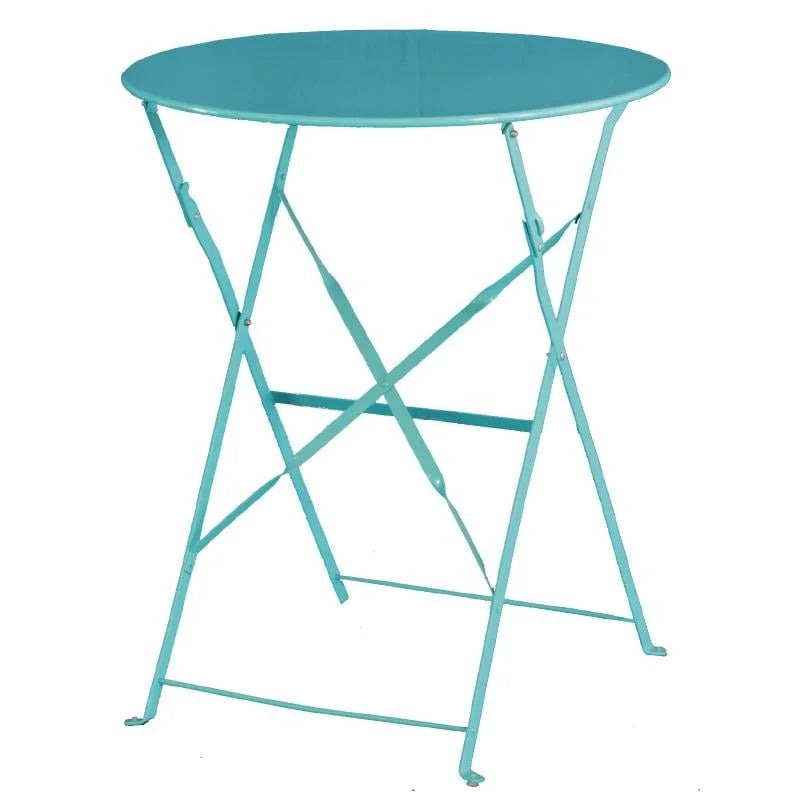 Bolero Terrassentisch Ø600 mm, Stahl azurblau, klappbar