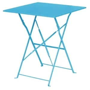 Bolero Terrassentisch 600x600 mm, Stahl azurblau, klappbar