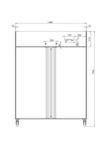 Gastronomie Tiefkühlschrank ECO 1400 GN 2/1 Monoblock, 1350 Liter Kühlraumvolumen, 6 verstellbare Einlegeböden, Robuste Bauweise, Edelstahl
