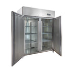 Gastronomie Tiefkühlschrank ECO 1400 GN 2/1 Monoblock, 1350 Liter Kühlraumvolumen, 6 verstellbare Einlegeböden, Robuste Bauweise, Edelstahl