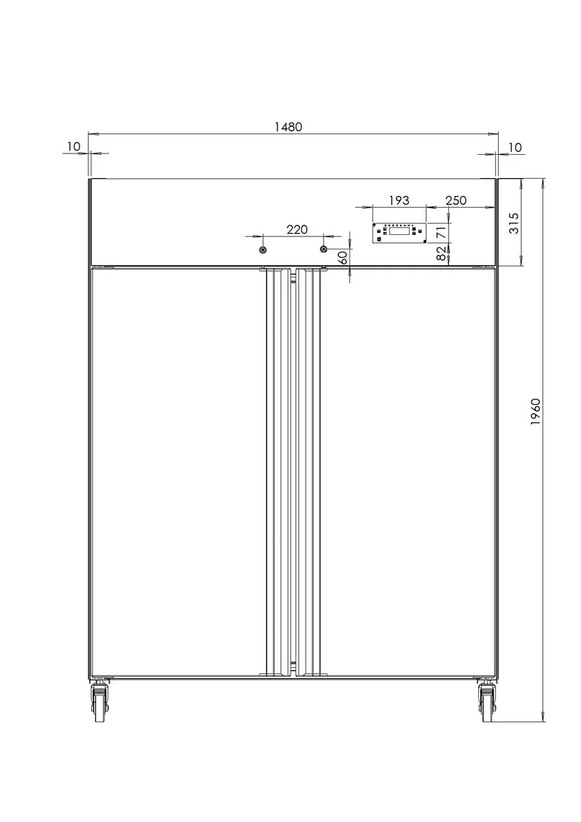 Gastronomie Kühlschrank ECO 1400 GN 2/1 Monoblock, 1350 Liter Kühlraumvolumen, 6 verstellbare Einlegeböden, Robuste Bauweise, Edelstahl