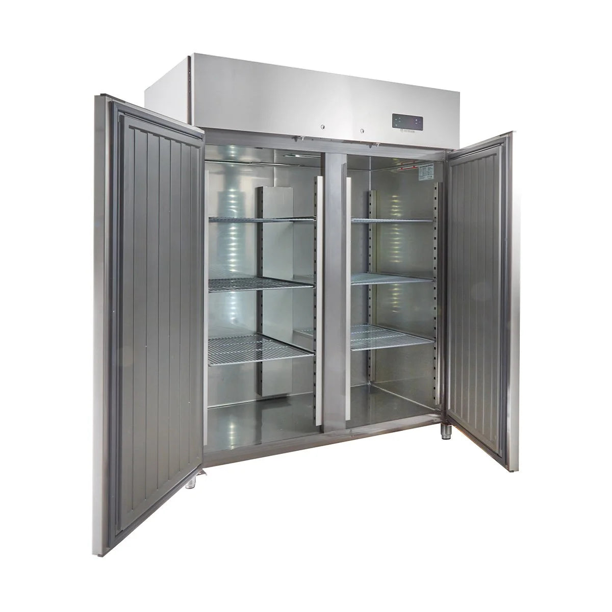 Gastronomie Kühlschrank ECO 1400 GN 2/1 Monoblock, 1350 Liter Kühlraumvolumen, 6 verstellbare Einlegeböden, Robuste Bauweise, Edelstahl