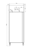 Gastronomie Kühlschrank ECO 700 GN 2/1 Monoblock , 616 Liter Kühlraumvolumen, 3 verstellbare Einlegeböden, Robuste Bauweise, Edelstahl