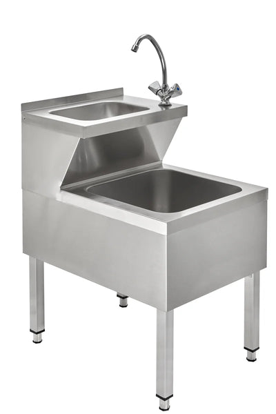 
Handwasch-Ausgussbeckenkombination Basic 2, Kalt- und Warmwasserhahn