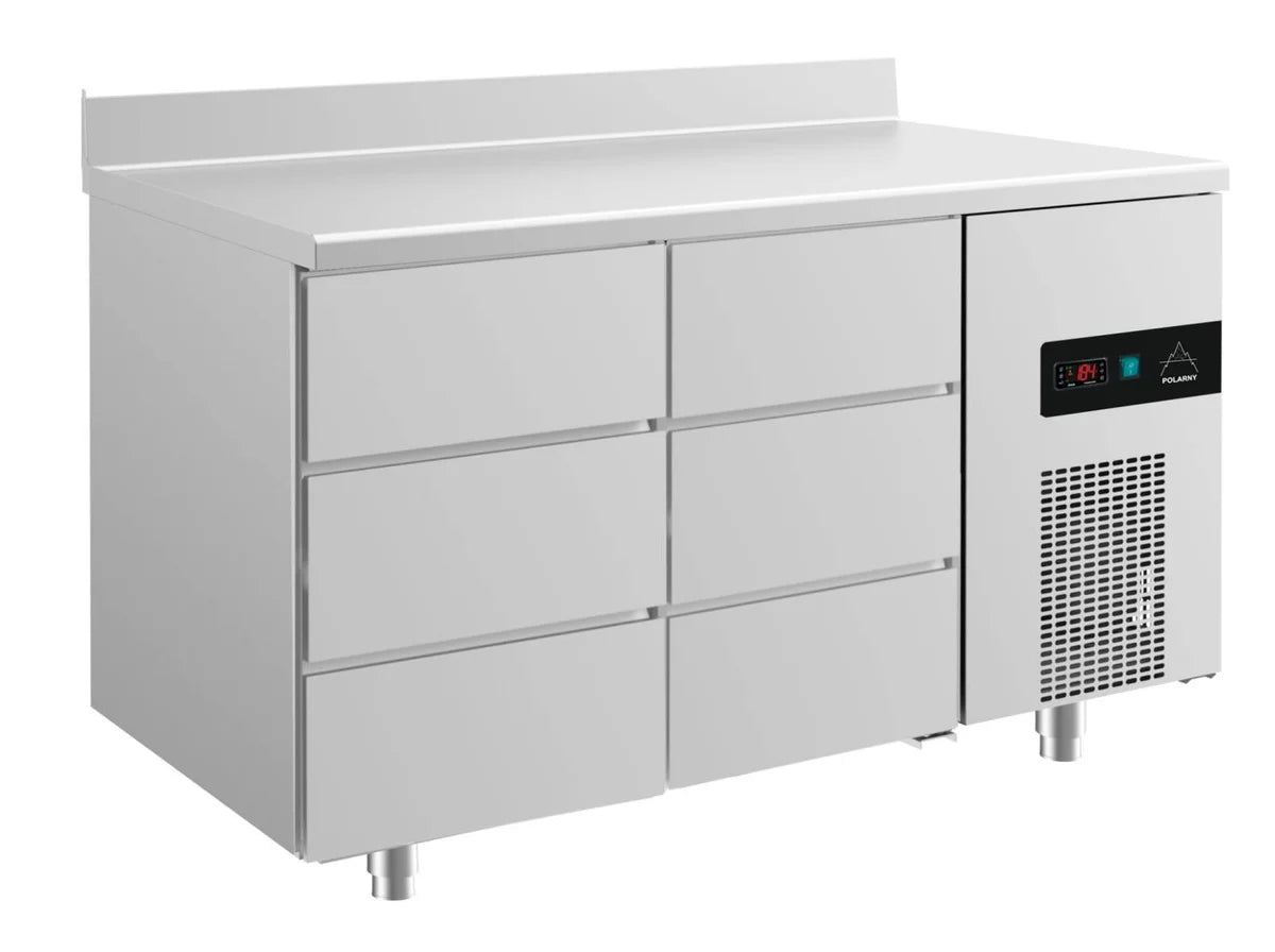 A&S Kühltisch -2 bis +8°C 1400x700x850mm mit 2x drei Schubladen u. Aufkantung