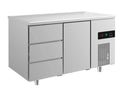 A&S Kühltisch -2 bis +8°C 1400x700x850mm mit 1x Tür und 1x drei Schubladen (2DT)