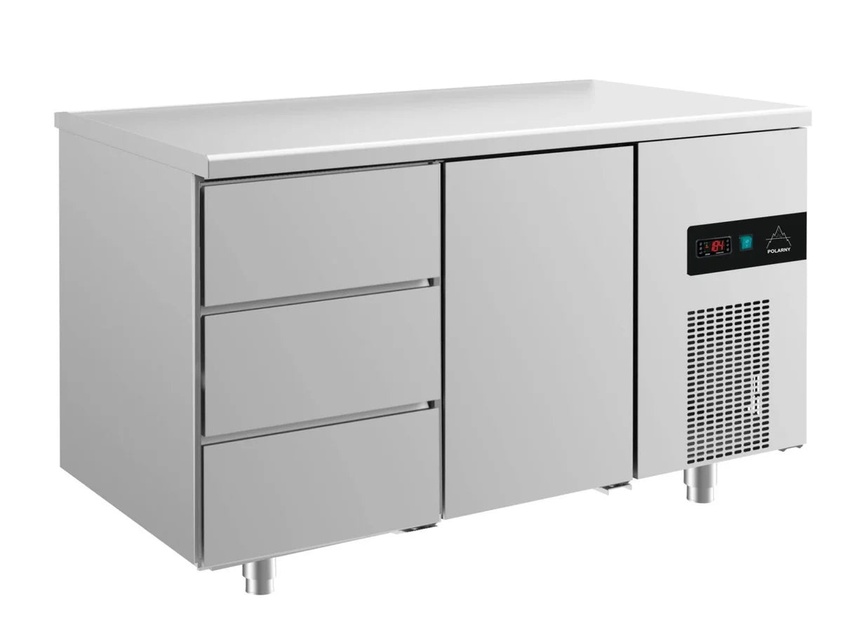 A&S Kühltisch -2 bis +8°C 1400x700x850mm mit 1x Tür und 1x drei Schubladen (2DT)