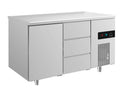 A&S Kühltisch -2 bis +8°C 1400x700x850mm mit 1x Tür und 1x drei Schubladen (2TD)