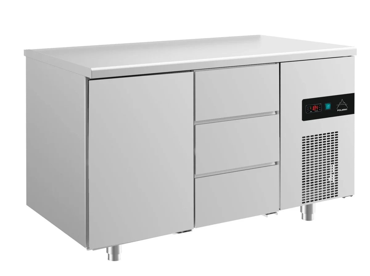 A&S Kühltisch -2 bis +8°C 1400x700x850mm mit 1x Tür und 1x drei Schubladen (2TD)