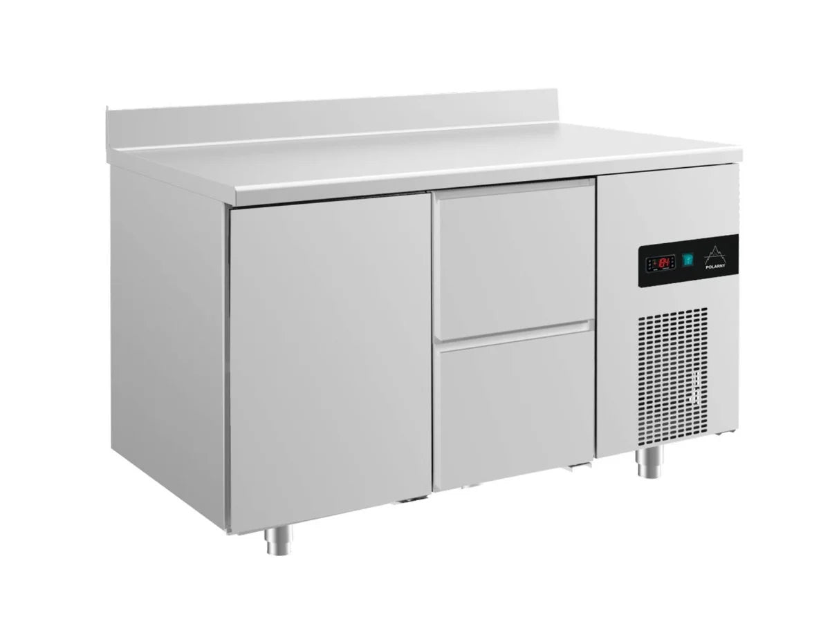 A&S Kühltisch -2 bis +8°C 1400x700x850mm mit 1x Tür und 1x zwei Schubladen u. Aufkantung (2TZA)