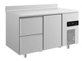 A&S Kühltisch -2 bis +8°C 1400x700x850mm mit 1x Tür und 1x zwei Schubladen u. Aufkantung (2ZTA)