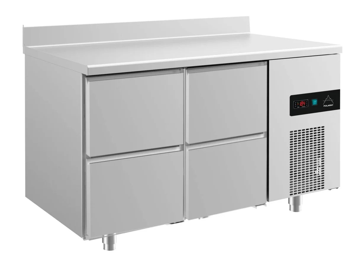 A&S Kühltisch -2 bis +8°C 1400x700x850mm mit 2x zwei Schubladen u. Aufkantung