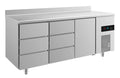 A&S Kühltisch -2 bis +8°C 1865x700x850mm mit 1x Tür und 2x drei Schubladen u. Aufkantung (3DDTA)