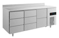 A&S Kühltisch -2 bis +8°C 1865x700x850mm mit 1x zwei Schubladen und 2x drei Schubladen u. Aufkantung (3DDZA)