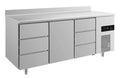 A&S Kühltisch -2 bis +8°C 1865x700x850mm mit 1x Tür und 2x drei Schubladen u. Aufkantung (3DTDA)
