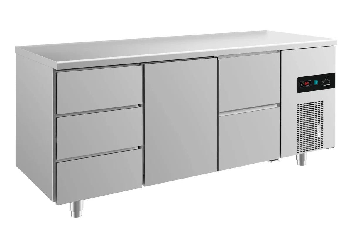 A&S Kühltisch -2 bis +8°C 1865x700x850mm mit 1x Tür, 1x zwei Schubladen und 1x drei Schubladen (3DTZ)
