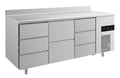 A&S Kühltisch -2 bis +8°C 1865x700x850mm mit 1x zwei Schubladen und 2x drei Schubladen u. Aufkantung (3DZDA)