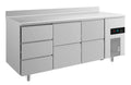 A&S Kühltisch -2 bis +8°C 1865x700x850mm mit 2x zwei Schubladen und 1x drei Schubladen u. Aufkantung (3DZZA)